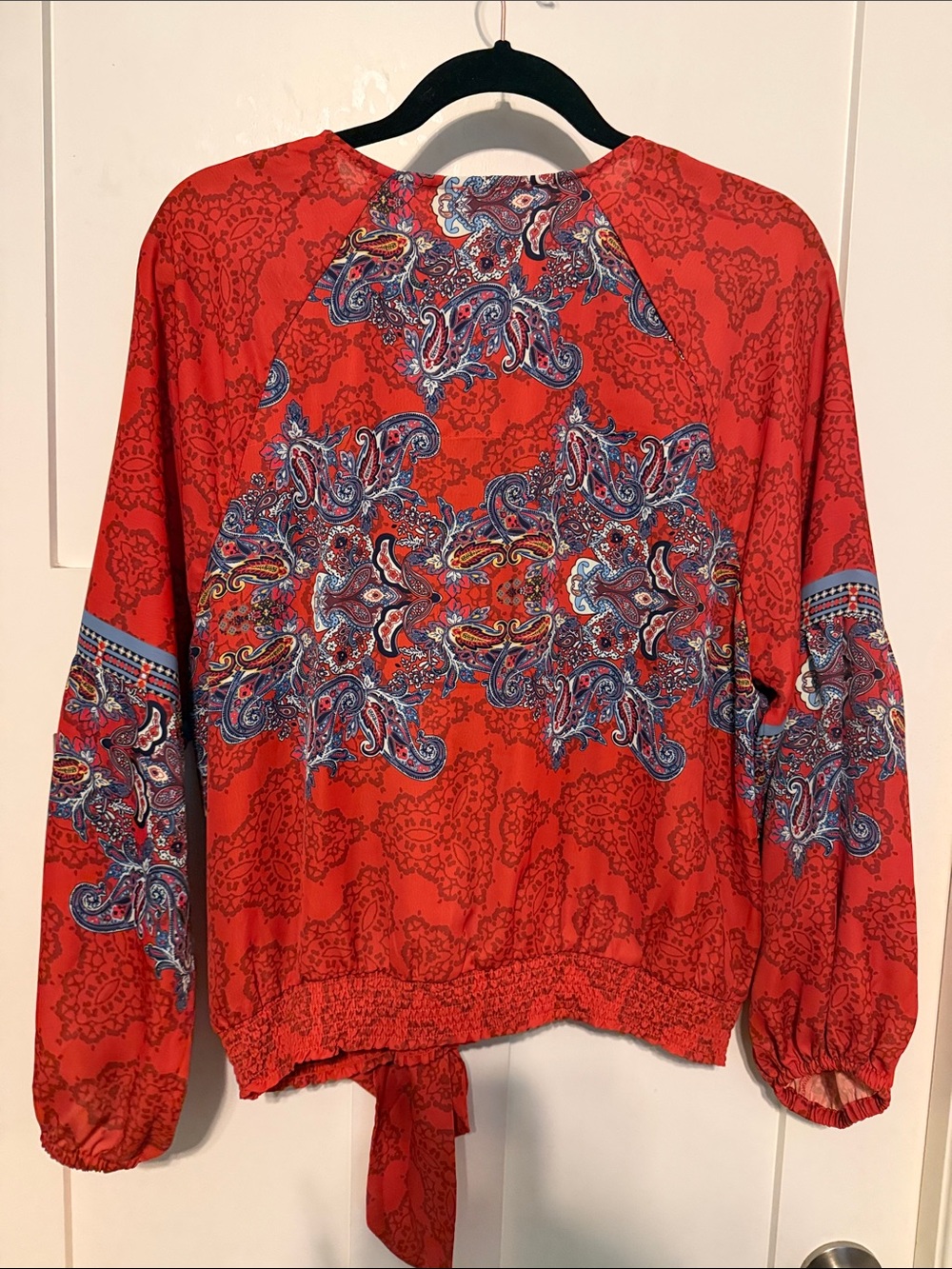 Reba Red Floral Print Faux Wrap Top - Picture 5 of 9